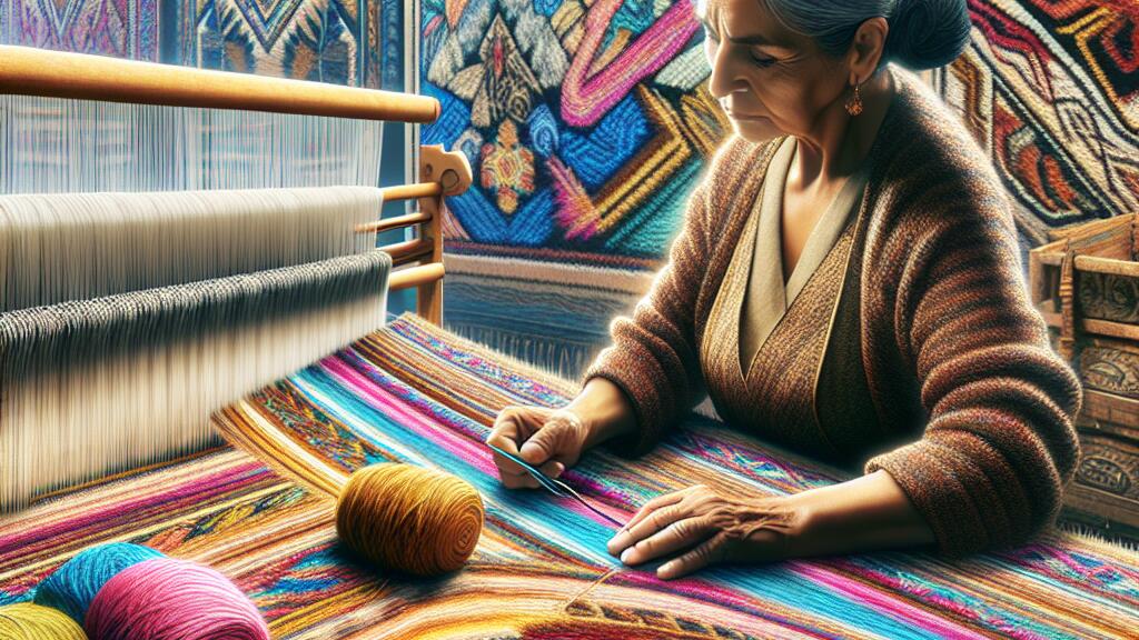 What is the process of weaving a rug?